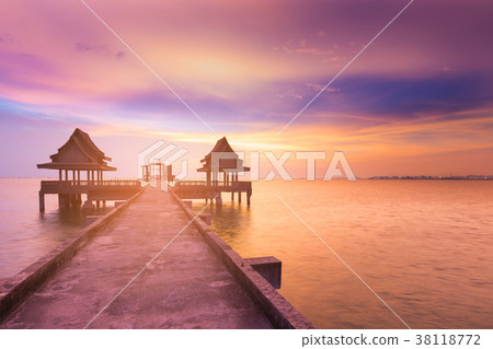 Dramatic after sunset sky with walking path  38118772