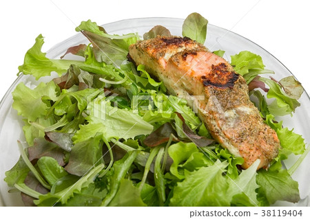 Grilled salmon on salad Grilled salmon on salad 38119404