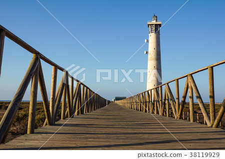 Wooden footbridge walkway to beach near Morro 38119929