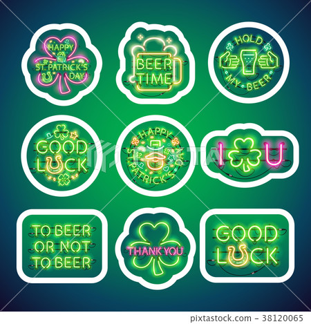 Glowing Neon Patricks Signs Sticker Pack with 38120065