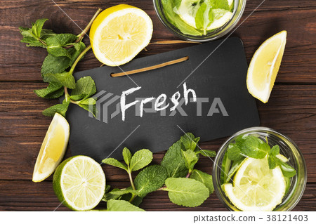 Detox drink with cucumber, lemon and mint Detox drink with cucumber, lemon and mint 38121403