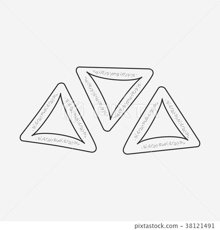 Purim holiday hamantashs black outline design icon 38121491