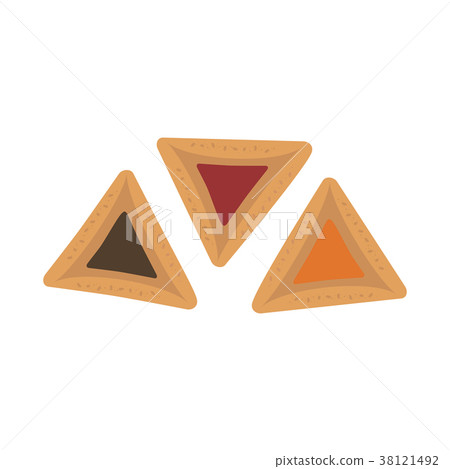Purim holiday hamantashs flat design icon Purim holiday hamantashs flat design icon 38121492