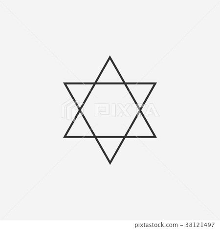 Star of david flat black outline design icon 38121497
