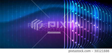 Neon glowing techno lines 38121886