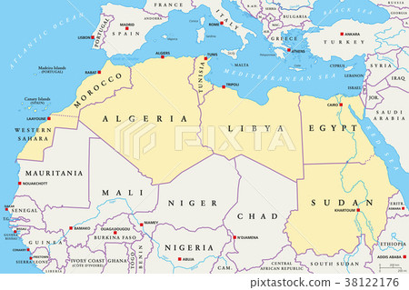 North Africa region, political map 38122176