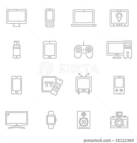 Electronic devices thin line icons - Stock Illustration [38122369] - PIXTA