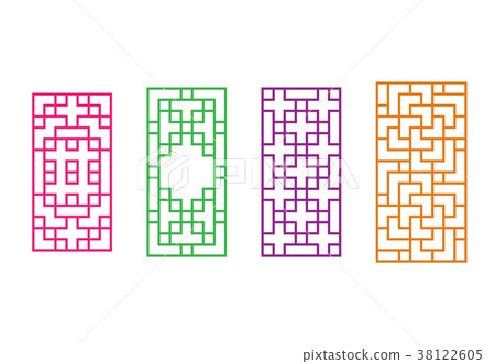 Korean rectangle window frame in vector design 38122605