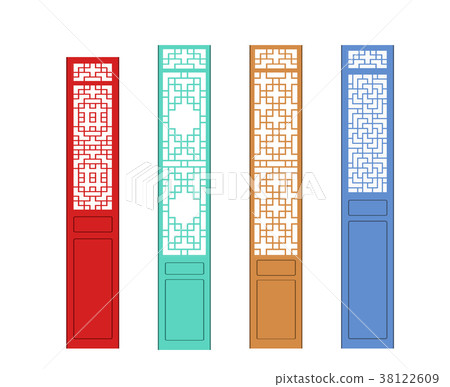 Set of Chinese door in flat style, vector design 38122609