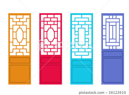 Set of Chinese door in flat style, vector design 38122610
