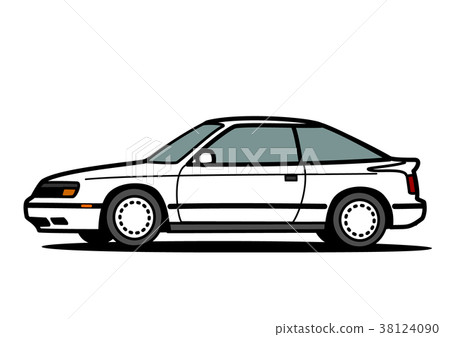 Nostalgic domestic sports car white car illustration 38124090