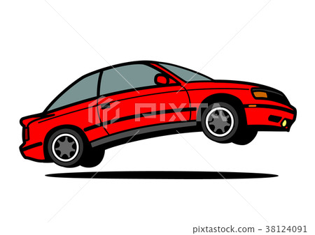 Nostalgic domestic sports car red jump car illustration 38124091