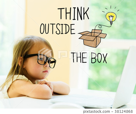 Think Outside The Box text with little girl  38124868