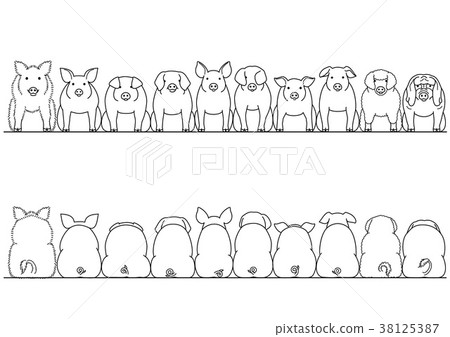 套在線描之前和之後的各種各樣的豬邊界 38125387