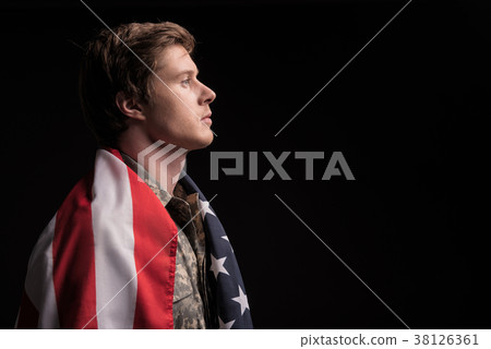 Sad soldier believing in his country 38126361
