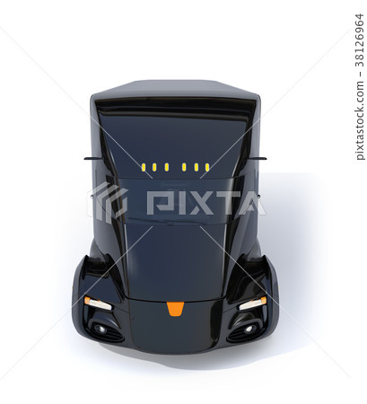黑色自駕駛電動半卡車的前面圖像 38126964