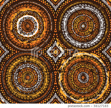 Orange decorative seamless pattern in african - Stock Illustration ...