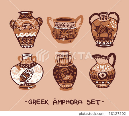 Collection of amphora and vase in the Greek style 38127202