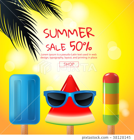 summer sale , cartoon, ice cream , face, 38128145