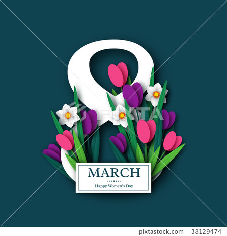 March 8 greeting card. March 8 greeting card. 38129474