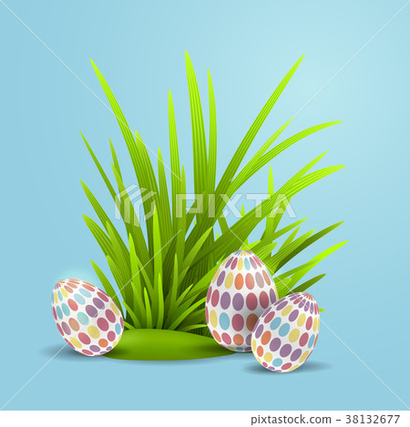 Vector Easter eggs in green grass Vector Easter eggs in green grass 38132677