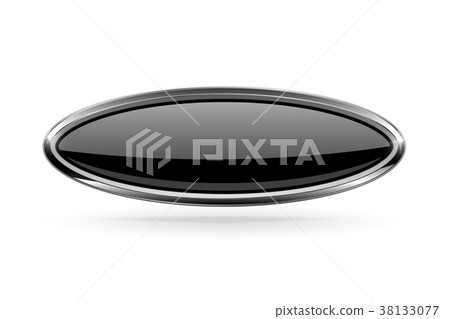 Oval black button with bold chrome frame. 3d shiny - Stock Illustration ...