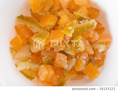 Cutted candied zest. Cutted candied zest. 38133121