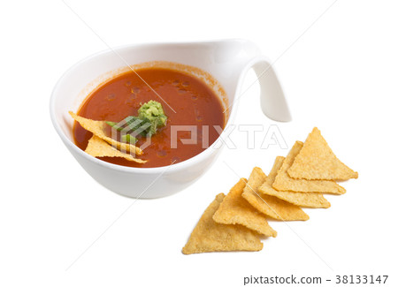 Delicious tomato soup with mint. 38133147