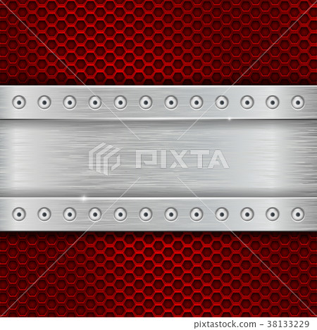 Metal texture with brushed iron plate with rivets 38133229