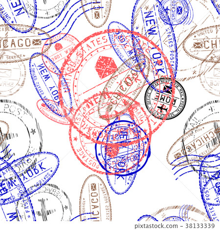 Postmarks. Seamless pattern - Stock Illustration [38133339] - PIXTA