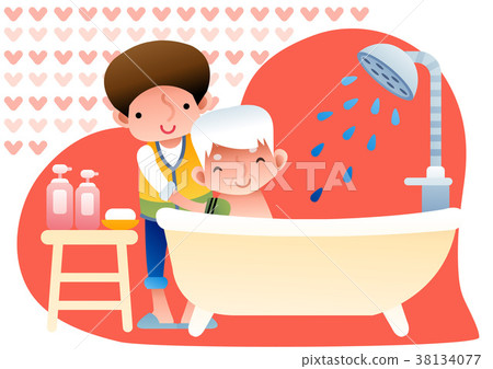 man, bathtub, tub 38134077