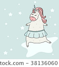 Cute unicorn serfing on the star 38136060