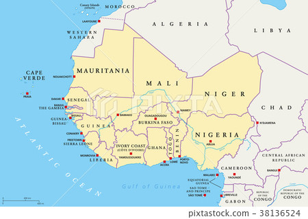 Mali West Africa Map West Africa Region, Political Map - Stock Illustration [38136524] - Pixta