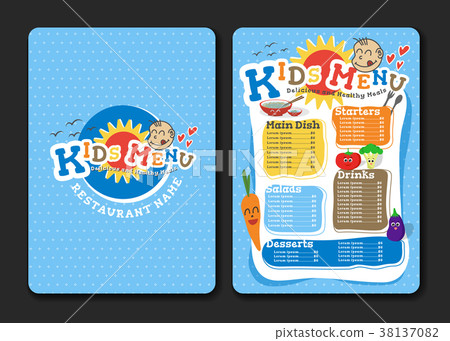 2 pages Kids menu design with vegetable 38137082