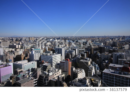 Urban scenery seen from Oji Kita, Tokyo, Tokyo, with clear blue sky Urban scenery seen from Oji Kita, Tokyo, Tokyo, with clear blue sky 38137579