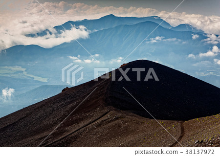 Mt. Takanaga and Mt. Atago seen from Mt. Fuji and Gotemba mountain trail 38137972