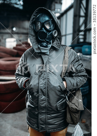 Stalker in gas mask, radiation danger Stalker in gas mask, radiation danger 38139772