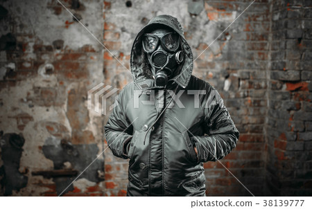 Stalker in gas mask survivor man after nuclear war 38139777