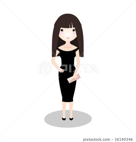 Young asian girl wearing a little black dress. Young asian girl wearing a little black dress. 38140346
