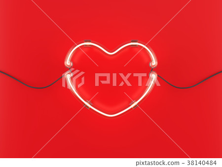 Neon heart on red background. Neon heart on red background. 38140484