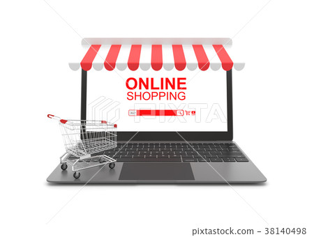 Online shopping concept on white background. - Stock Illustration  [38140498] - PIXTA