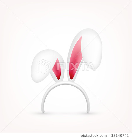 Easter Bunny Ears. Pink and White Mask with Rabbit - Stock Illustration ...