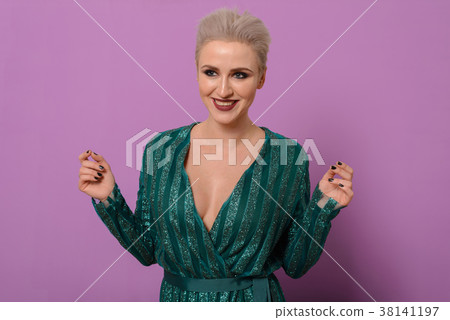 happy close-up portraits of young attractive woman 38141197