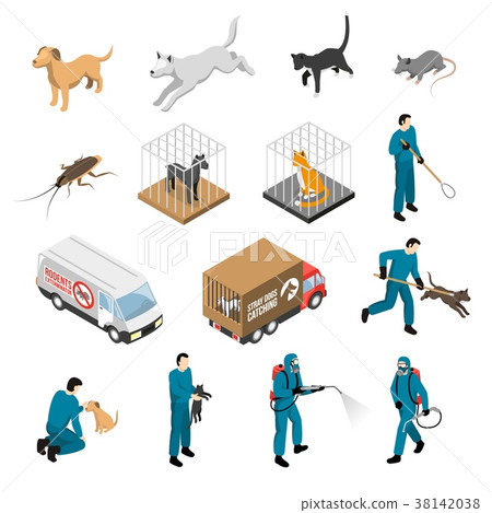 Animal Control Service Isometric Set - Stock Illustration [38142038 ...