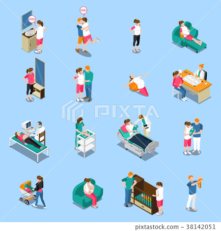 Pregnancy Isometric Icons 38142051