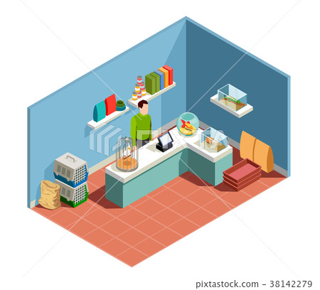 Pet Shop Isometric Composition 38142279