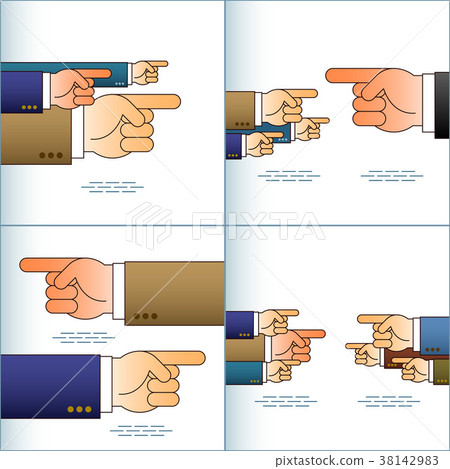 Hand Arrow Pointing Forefinger Team Sign Set Color 38142983