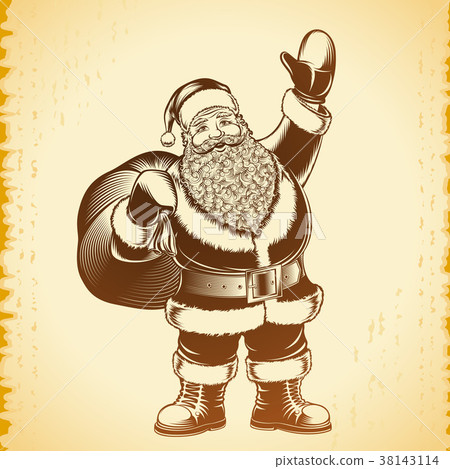 Santa Claus Character Ink Print Drawing Vintage 38143114