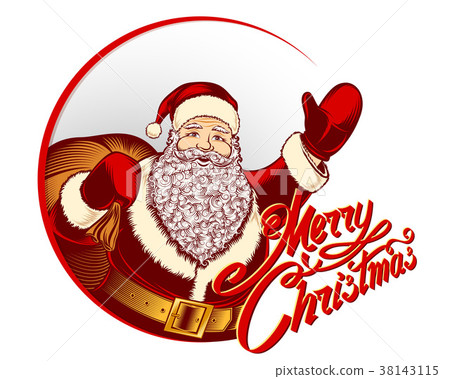 Santa Claus Character Merry Christmas Lettering 38143115