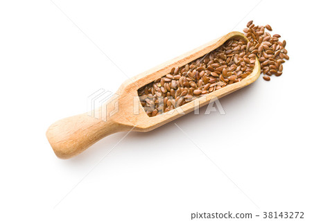 Healthy brown linseeds. 38143272